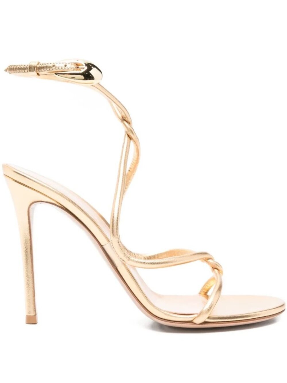 GIANVITO ROSSI 85mm Mamba Metallic Nappa Leather Sandals In Neutral